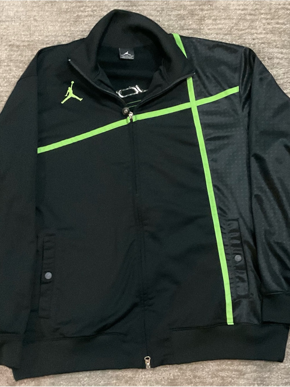 Jordan Men's Black Track Jacket with Neon Green Trim NWOT
